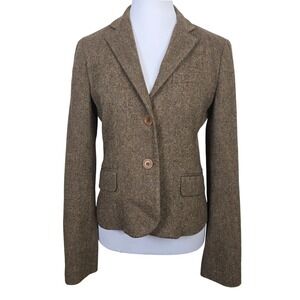 Theory Brown Tweed Two-Button Blazer